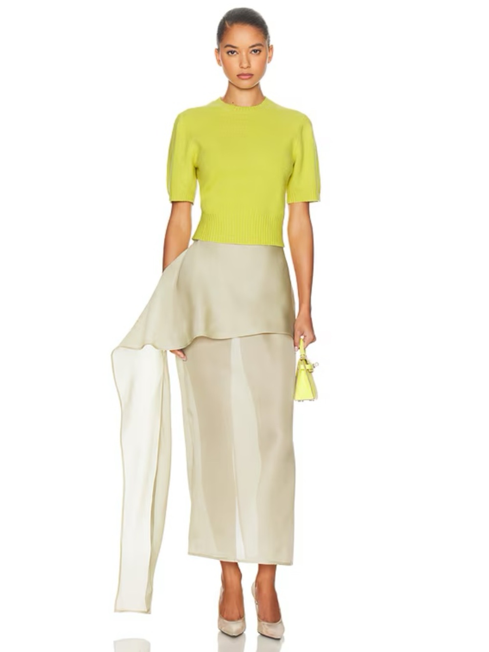 Helsa Jesebelle Knit Top in Chartreuse Size S